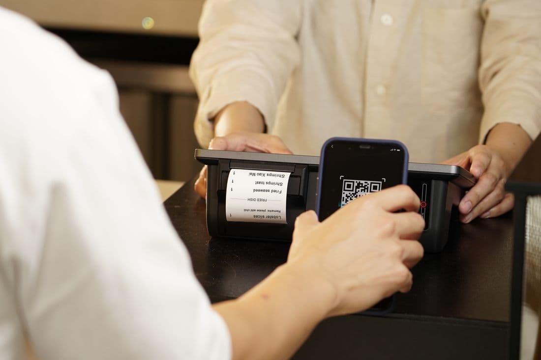 Scan-to-pay at a shop counter